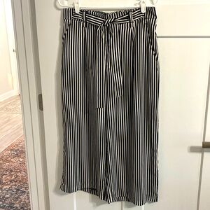 Cynthia Rowley Black & White Vertical Stripe Wide Leg Pants